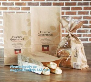 Beautiful printing Food grade package bread takeout Brown Kraft Paper Bag for bakery retail,Best quality food grade cust supplier