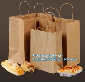 Custom printed kraft paper bags food grade with window bread packaging paper bags,Custom kraft breakfast pastry packagin supplier