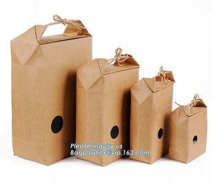 Food Grade Packaging Biodegradable Kraft Paper Rice Paper Bag,1kg 5kg food grade Rice package brown kraft paper packagin supplier