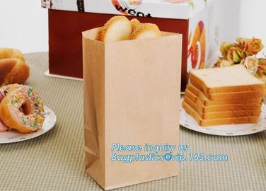 Bread Kraft Paper Bag Square Bottom Bag Takeaway food Packing Bag,Recyclable sandwich bread food packaging brown paper b supplier