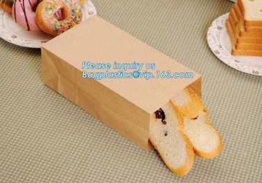 Bread Kraft Paper Bag Square Bottom Bag Takeaway food Packing Bag,Recyclable sandwich bread food packaging brown paper b supplier