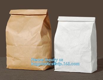 Bread Kraft Paper Bag Square Bottom Bag Takeaway food Packing Bag,Recyclable sandwich bread food packaging brown paper b supplier