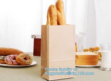 Bread Kraft Paper Bag Square Bottom Bag Takeaway food Packing Bag,Recyclable sandwich bread food packaging brown paper b supplier