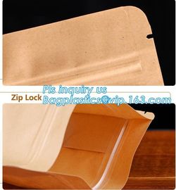 Kraft paper 3 side seal bag,kraft flat bottom bag, waterproof, moisture resistant, window bag, flat bottom bag,zipper se supplier