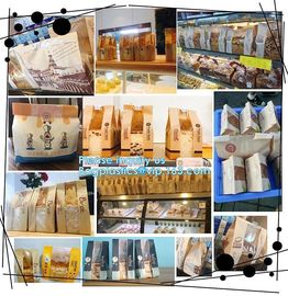 Custom Printed PE Coated White/Brown Kraft Paper,Sandwich/Bread/Cookie Paper Bag,Takeaway stand up kraft paper bread bag supplier