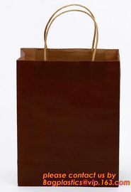 printed luxury brown paper carrier bag,OEM logo printed luxury clothes packing carrier shopping paper bag, PRINT YOUR LO supplier