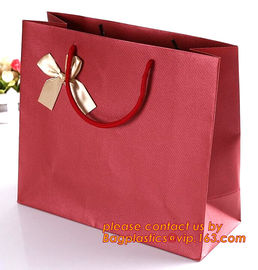 recycle custom full color luxury paper carrier bag,Luxury brown kraft paper bag red wine bottle gift paper carrier bag supplier