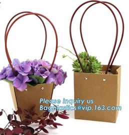 Logo Personalized Portable Bouquet Flower Carrier Gift Packing Paper Bag,Kraft Paper Laminated Pp Woven Paper Bag Flower supplier