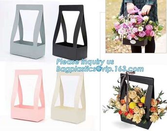 Fashion Design Flat Paper Handle Paper Gift Bag Flower Carrier Bag,nice style flowers printing paper carrier bag, bageas supplier