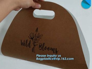 portable luxury paper bag flowerpot fresh plant flower carrier bags,Eco-friendly Kraft paper Flower bag, flower paper pa supplier