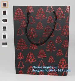 personalized luxury logo printed paper carrier packaging bag with window,Logo Printed Black Advertising Shopping Promoti supplier