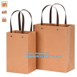 Luxury Custom Printed Logo Christmas Brown Kraft Paper Shopping Gift Carrier Bag,exclusive custom made luxury ribbon han supplier