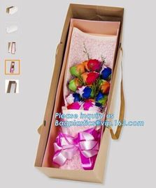 Unique flat bottom color high class paper carrier die cut handle paper flower bag,kraft flower paper bag customized flow supplier