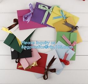 Custom white kraft fancy paper string tie gift folding envelope with ribbon closure for jewelry packaging with earring c supplier