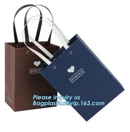 Luxury custom desgin hot stamping satin ribbon bow beauty gift paper shopping carrier bag with handle, bagplastics pac supplier