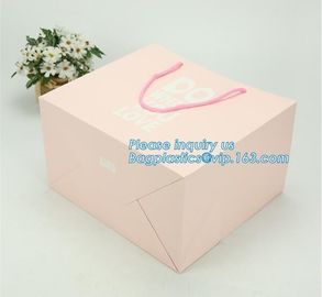 printed pink paper shopping gift bag with bow,Wholesale Logo Printed Retail Custom Luxury Paper Shopping Bag With Logo supplier
