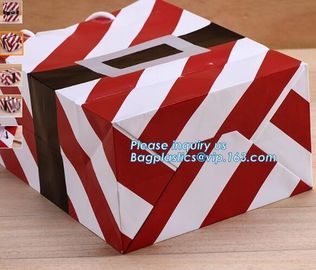 Christmas custom luxury gift food grade bakery Paper cake and bread packaging box carry Bag cut handle logo wholesale supplier