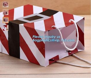 Christmas custom luxury gift food grade bakery Paper cake and bread packaging box carry Bag cut handle logo wholesale supplier