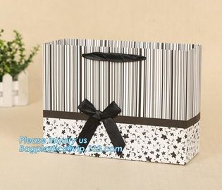 Custom your brand dark blue 3D patch coated paper bag for gift toy carrier bag with handle,Design Luxury White Custom Cr supplier