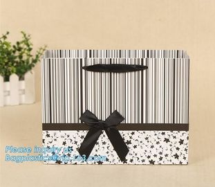 Custom your brand dark blue 3D patch coated paper bag for gift toy carrier bag with handle,Design Luxury White Custom Cr supplier