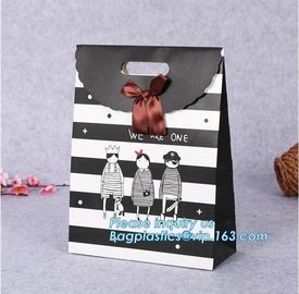 Luxury Design Black And White Kraft Gift Paper Carrier Bag For Garment Jeans Tea Packaging,Orange Gift Carrier Paper Bag supplier