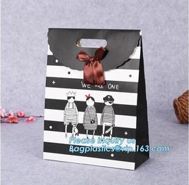 Luxury Design Black And White Kraft Gift Paper Carrier Bag For Garment Jeans Tea Packaging,Orange Gift Carrier Paper Bag supplier