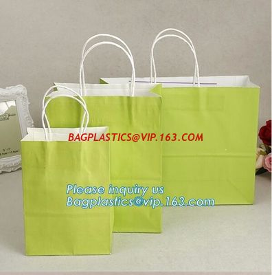 brown kraft carrier gift paper bag with twisted handle,elegant paper carrier bag with black logo printing, bagease pack supplier