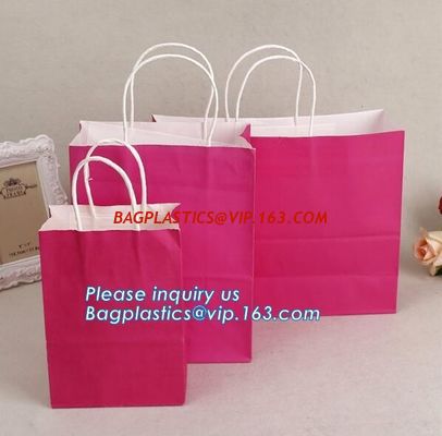 brown kraft carrier gift paper bag with twisted handle,elegant paper carrier bag with black logo printing, bagease pack supplier