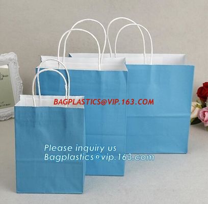brown kraft carrier gift paper bag with twisted handle,elegant paper carrier bag with black logo printing, bagease pack supplier