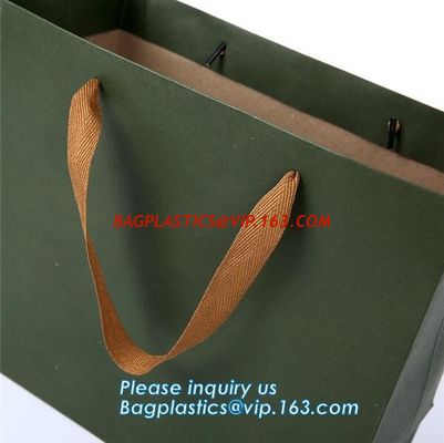 Custom Luxury ribbon satin finish paper carrier bags with rope handles and ribbon bow fastener,Brand Lager Paper Carrier supplier