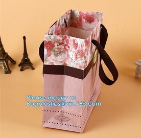 Manufacturer hot sale cheap custom paper bag luxury kraft paper bag,pure color special paper flower bag with ribbons han supplier