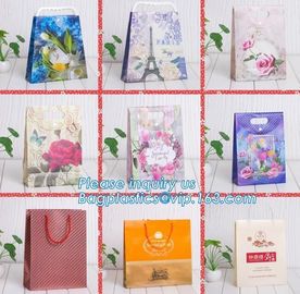 High quality paper flower carrier bags with custom logo, luxury package bags for flowers,lamination printing custom shop supplier