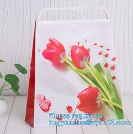 High quality paper flower carrier bags with custom logo, luxury package bags for flowers,lamination printing custom shop supplier