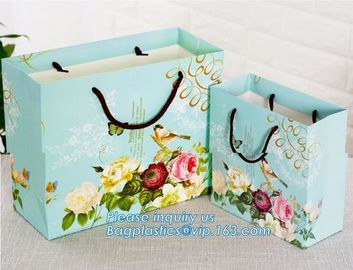 ribbon satin finish paper carrier bags with Luxury Bouquet Flower Display Pink Paper Carrier Gift Bag With Clear Window supplier