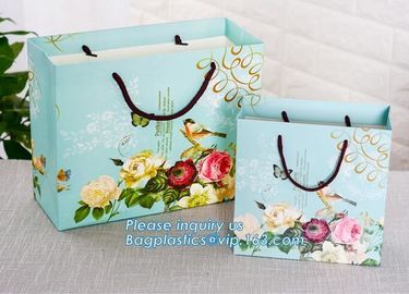 ribbon satin finish paper carrier bags with Luxury Bouquet Flower Display Pink Paper Carrier Gift Bag With Clear Window supplier