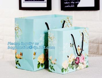 ribbon satin finish paper carrier bags with Luxury Bouquet Flower Display Pink Paper Carrier Gift Bag With Clear Window supplier