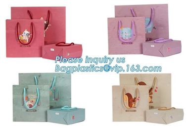 ribbon satin finish paper carrier bags with Luxury Bouquet Flower Display Pink Paper Carrier Gift Bag With Clear Window supplier