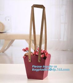 Paper Bag Manufacturer OEM Best Quality CMYK Colored Kraft Paper Gift Bag Flower Carrier Bags，customized flower carrier supplier