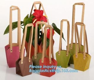 Paper Bag Manufacturer OEM Best Quality CMYK Colored Kraft Paper Gift Bag Flower Carrier Bags，customized flower carrier supplier