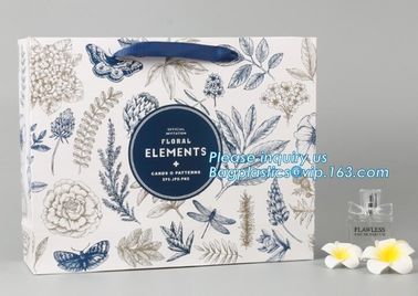 Elegant luxury printed glossy lamination flower paper bag with handle,Brown/ White Kraft Paper Bag, bagplastics, package supplier