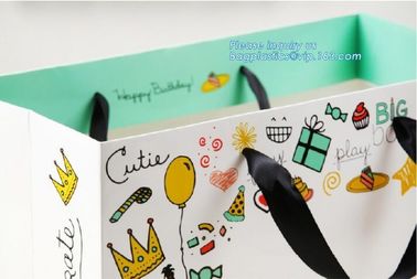 Gloss laminated portrait-shape strongly made reinforced top gloss white carrier bags in luxury finished, bagease package supplier