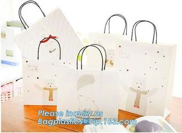 Customized Browd Kraft Paper Shopping Bag with Handles for Clothing,OEM Custom Printing Small Luxury Gift Christmas Whit supplier