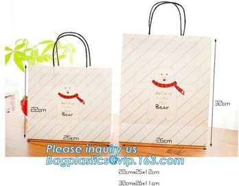 Customized Browd Kraft Paper Shopping Bag with Handles for Clothing,OEM Custom Printing Small Luxury Gift Christmas Whit supplier
