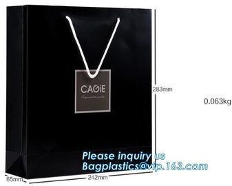 elegant appearance christmas printed paper packaging bag with logo,craft candle luxury jewellery shopping white jewelry supplier