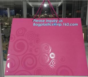 Laminated Customized Luxury Retail Shopping Packaging Logo Gold foil Paper Bags For Clothes / Clothing with Ribbon Bow supplier
