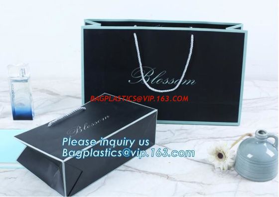 luxury elegent chocolate paper packaging bags,handle white color printed paper packaging bag with logo bagease package supplier