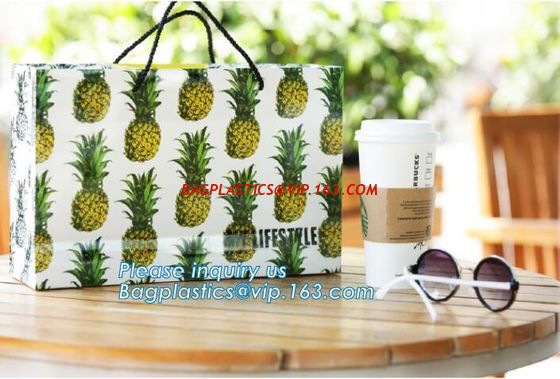 luxury elegent chocolate paper packaging bags,handle white color printed paper packaging bag with logo bagease package supplier