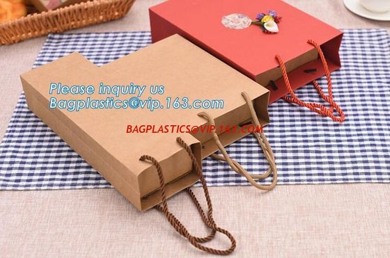 Luxury Customized Gold embossed Logo full color Print made by 250gsm C1S Art Gift Shopping Paper Bag With Ribbon Bow Han supplier