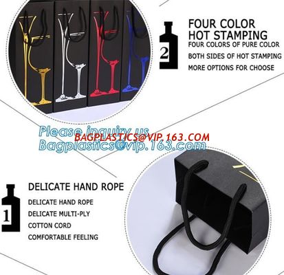 Wholesale Black Color Custom Your Own Logo Printed Recycled Wine Paper Bags,Paper Bag Shopping Wine Garment Cookie Packa supplier