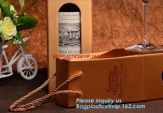 Eco-friendly cmyk gold color custom printing paper wine gift bag,promotional Paper Wine Bag/Gift Wine Bag for Wine custo supplier